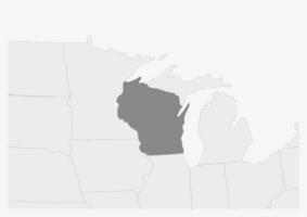 mapa de Estados Unidos con destacado Wisconsin estado mapa vector