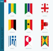 Nine vector vertical flag set. Vertical icon with flag.