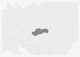 mapa de Europa con destacado Eslovaquia mapa vector