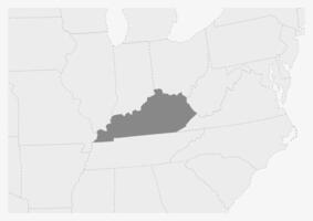 Map of USA with highlighted Kentucky state map vector
