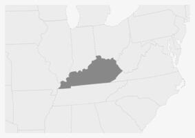 mapa de Estados Unidos con destacado Kentucky estado mapa vector