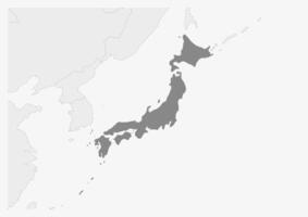 Map of Asia with highlighted Japan map vector