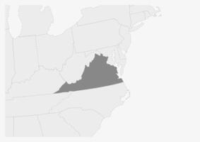 mapa de Estados Unidos con destacado Virginia estado mapa vector