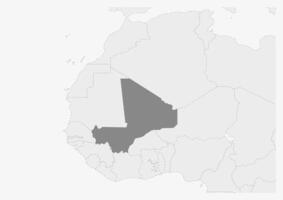 Map of Africa with highlighted Mali map vector