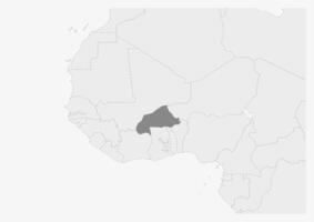mapa de África con destacado burkina faso mapa vector