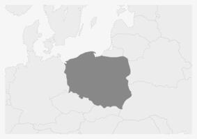 mapa de Europa con destacado Polonia mapa vector