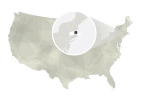 Polygonal abstract USA map with magnified Massachusetts state. vector