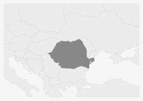 Map of Europe with highlighted Romania map vector