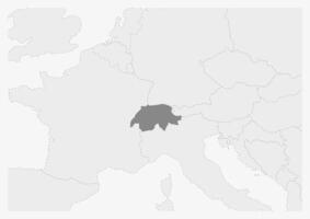 mapa de Europa con destacado Suiza mapa vector