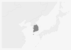 Map of Asia with highlighted South Korea map vector