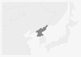 Map of Asia with highlighted North Korea map vector