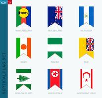 Nine vector vertical flag set. Vertical icon with flag.