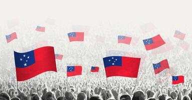 Abstract crowd with flag of Samoa. Peoples protest, revolution, strike and demonstration with flag of Samoa. vector