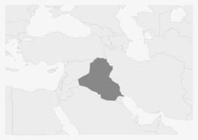 Map of Middle East with highlighted Iraq map vector
