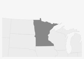 Map of USA with highlighted Minnesota state map vector