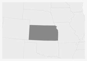 Map of USA with highlighted Kansas state map vector