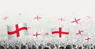 Abstract crowd with flag of England. Peoples protest, revolution, strike and demonstration with flag of England. vector