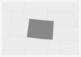 mapa de Estados Unidos con destacado Colorado estado mapa vector