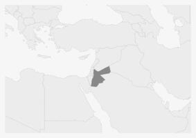 Map of Middle East with highlighted Jordan map vector