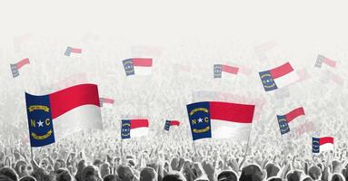 Abstract crowd with flag of North Carolina. Peoples protest, revolution, strike and demonstration with flag of North Carolina. vector