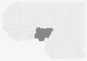 Map of Africa with highlighted Nigeria map vector