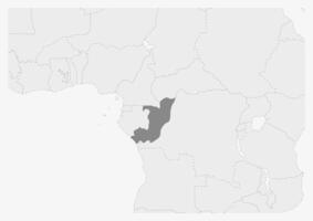 mapa de África con destacado congo mapa vector