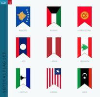 Nine vector vertical flag set. Vertical icon with flag.