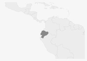 mapa de America con destacado Ecuador mapa vector