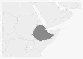 mapa de África con destacado Etiopía mapa vector