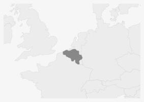 Map of Europe with highlighted Belgium map vector