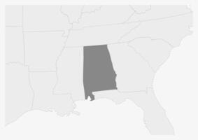 Map of USA with highlighted Alabama state map vector