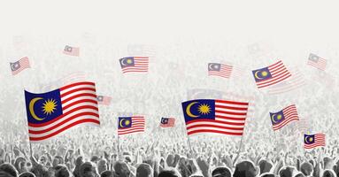 Abstract crowd with flag of Malaysia. Peoples protest, revolution, strike and demonstration with flag of Malaysia. vector