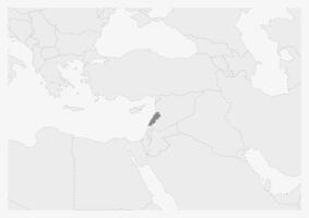 Map of Middle East with highlighted Lebanon map vector