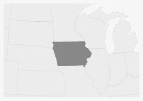 mapa de Estados Unidos con destacado Iowa estado mapa vector