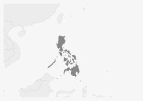 Map of Asia with highlighted Philippines map vector