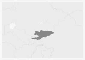 Map of Asia with highlighted Kyrgyzstan map vector