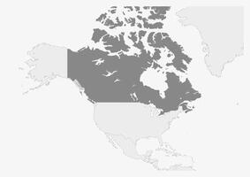 mapa de America con destacado Canadá mapa vector