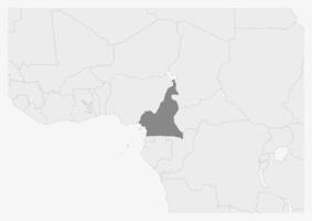 Map of Africa with highlighted Cameroon map vector