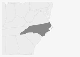 Map of USA with highlighted North Carolina state map vector