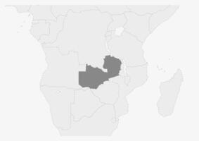 Map of Africa with highlighted Zambia map vector