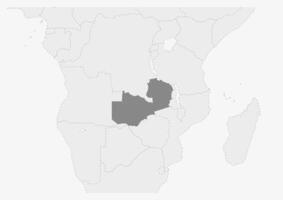 Map of Africa with highlighted Zambia map vector