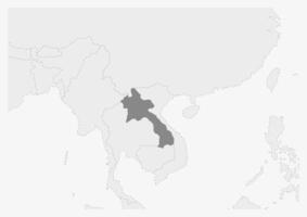 mapa de Asia con destacado Laos mapa vector