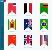 Nine vector vertical flag set. Vertical icon with flag.