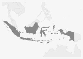 Map of Asia with highlighted Indonesia map vector