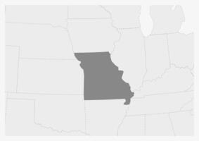 Map of USA with highlighted Missouri state map vector