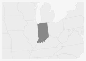 Map of USA with highlighted Indiana state map vector