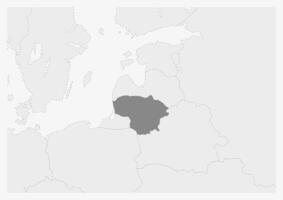 mapa de Europa con destacado Lituania mapa vector