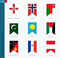 Nine vector vertical flag set. Vertical icon with flag.