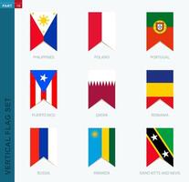 Nine vector vertical flag set. Vertical icon with flag.