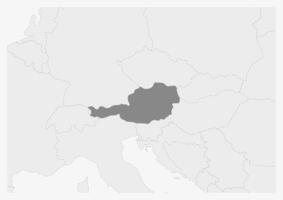 mapa de Europa con destacado Austria mapa vector